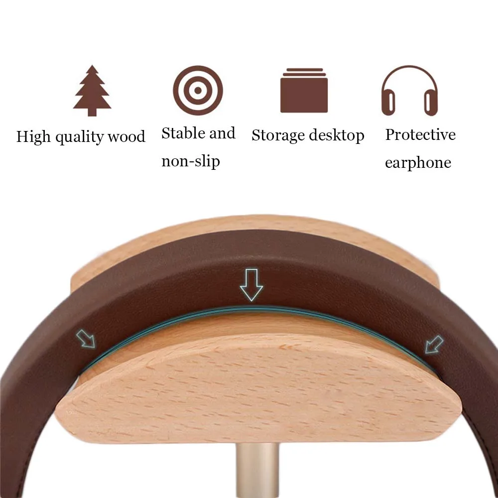 Universal Walnut Headphone Headset Holder Fashion Design Wooden+Aluminum Alloy Earphone Headsets desktop Stand Accessories