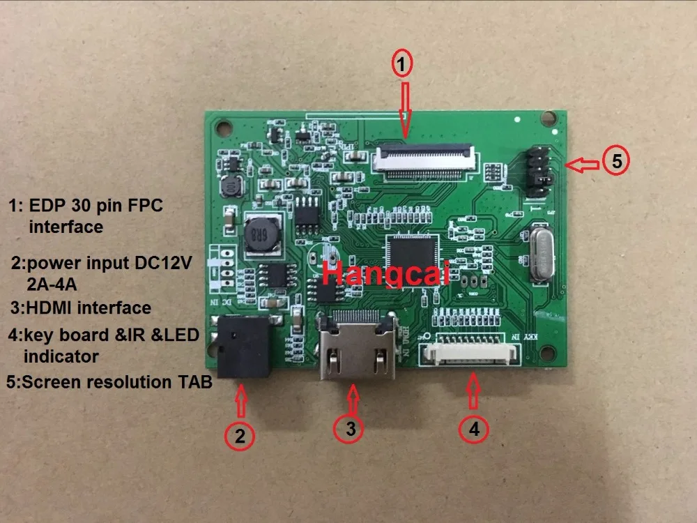 Carte PCB-800807V6-1HDMI-EDP de pilote d'affichage à cristaux liquides de 30PIN pour la résolution d'écran 1920*1200 1920*1080 1600*900 1366*768 1280*800