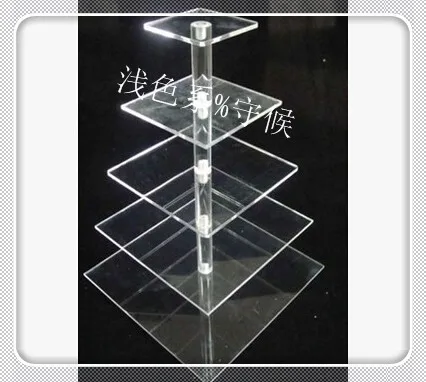 

Free Shipping Square Clear 5 Tier Acrylic Cupcake Stands For Wedding Lucite Birthday Party Cake Dessert Display Stand decoration