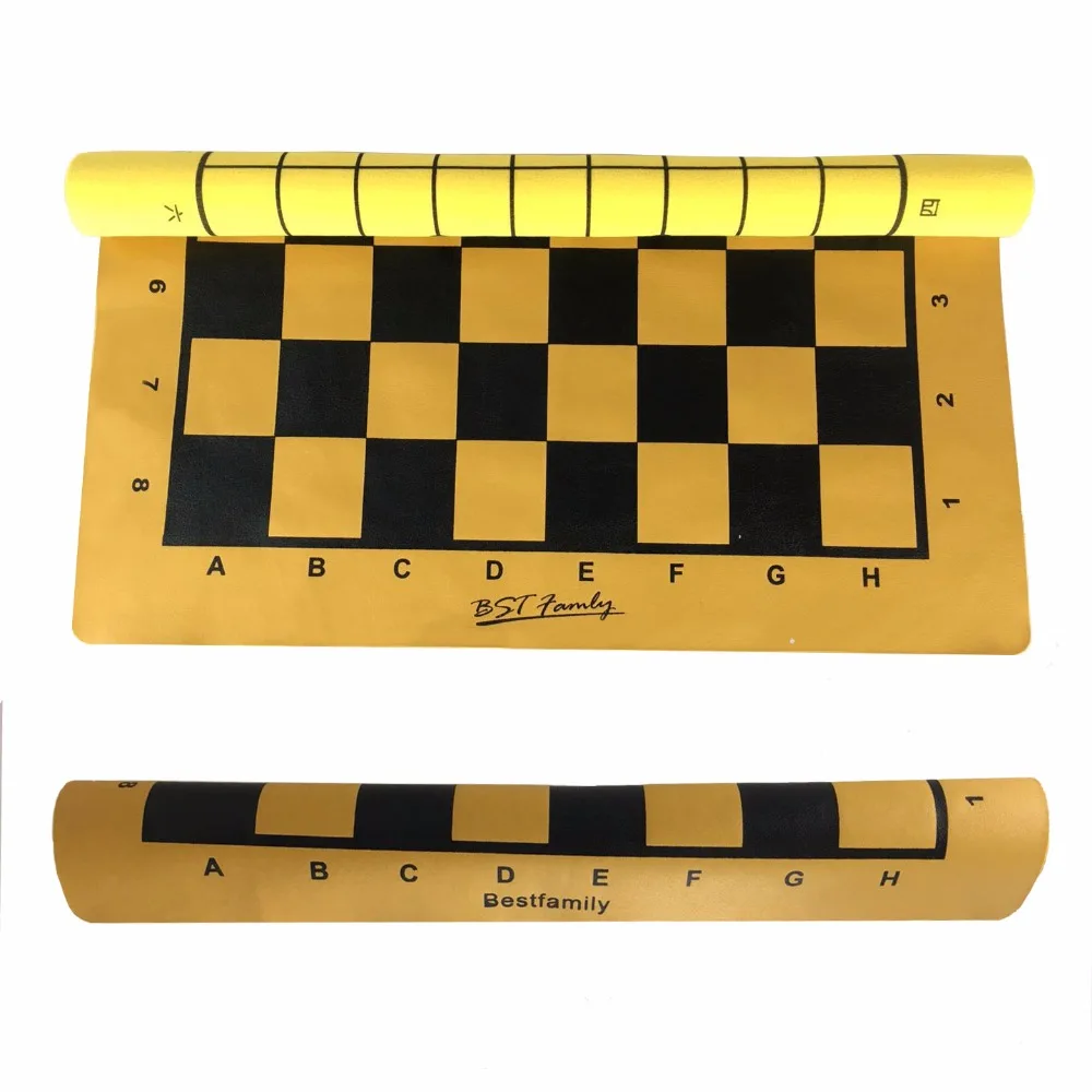 BSTFAMLY PU Plastic Chess Game 46*50cm Chessboard 45*50mm Checker Folding Checkers Board Shogi International Chessboard IB4