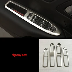 Stainless steel For Citroen C4 2016 Car Door and window glass lifting switch Cover Trim Sticker car styling Accessories 4pcs