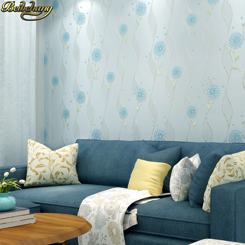 beibehang 53X300cm Non-woven self adhesive wallpapers for living room decoration 3D Dandelion wallpaper for kids room wall paper