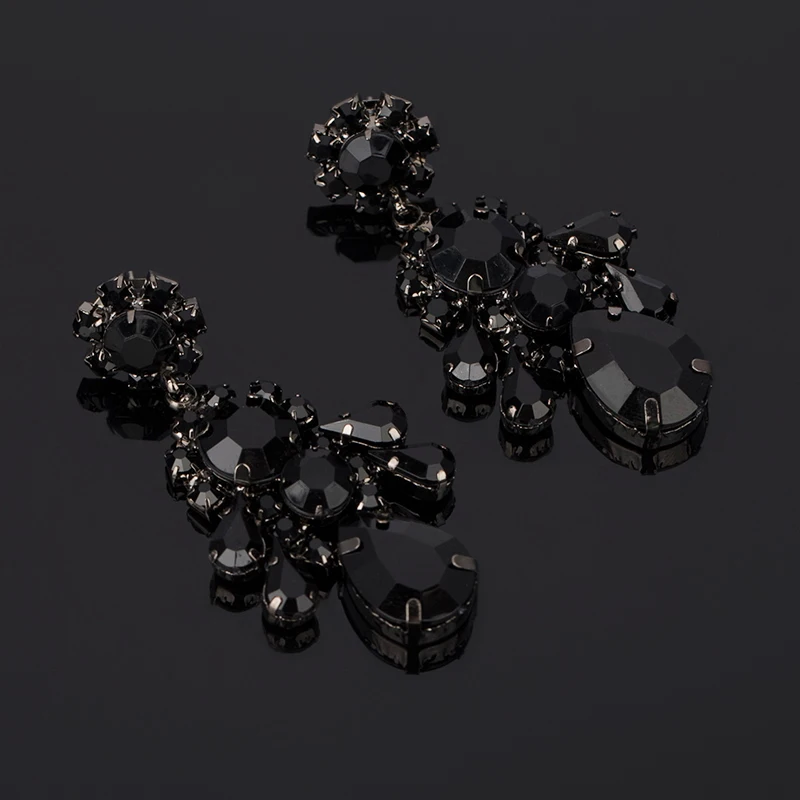 YFJEWE  High Quality Classic Black Water Rhinestone Drop Earrings For Women Hot Sale Bohe Crystal Earrings Party Gifts E091