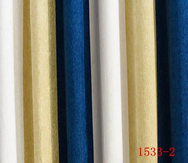 Yellow line linellae Royal Blue list row Column Curtain simple luxurious Rod Stick style Living Room curtains of Restaurant New