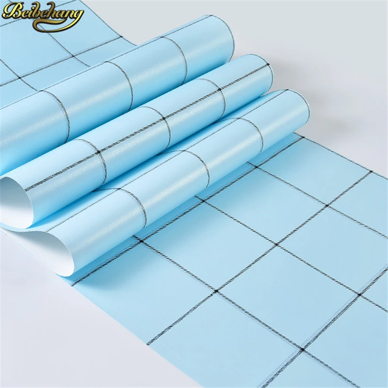 beibehang Nordic white plaid blue Wallpaper For Walls Bedroom Living room decoration Square grid wall paper home improvement