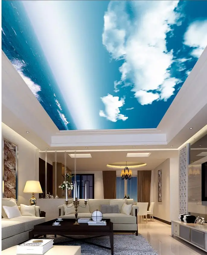 

Landscape blue sky wallpaper murals sea ceiling 3d mural wallpaper ceilings Home Decoration