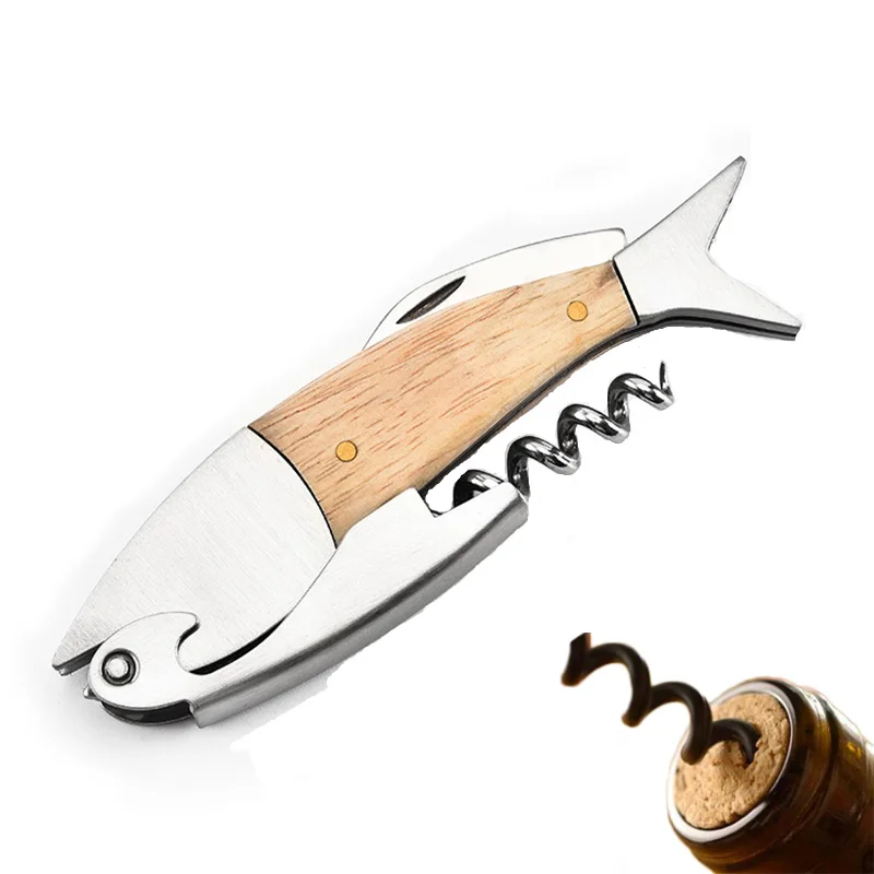 

Professional Wine Opener with Wooden Handle, Multifunction Screw Corkscrew, Wine Bottle Opener, High Quality Cook Tools, 1Pc
