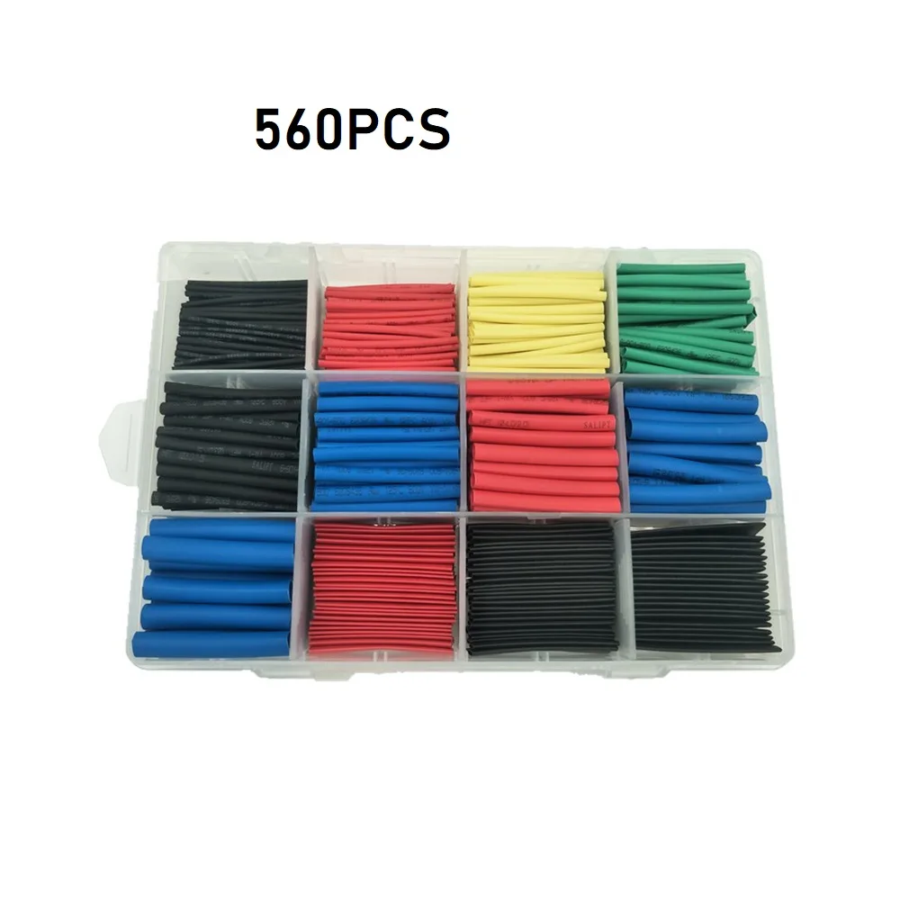 

560pcs 5 colour heat shrinkable tube 2:1 12 Size shrink tubing Sleeve For Airplane Wire lines