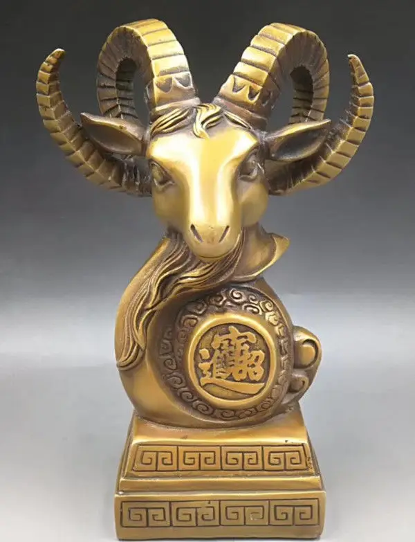 

CHINESE BRASS HAND-CARVED sheepshead statues