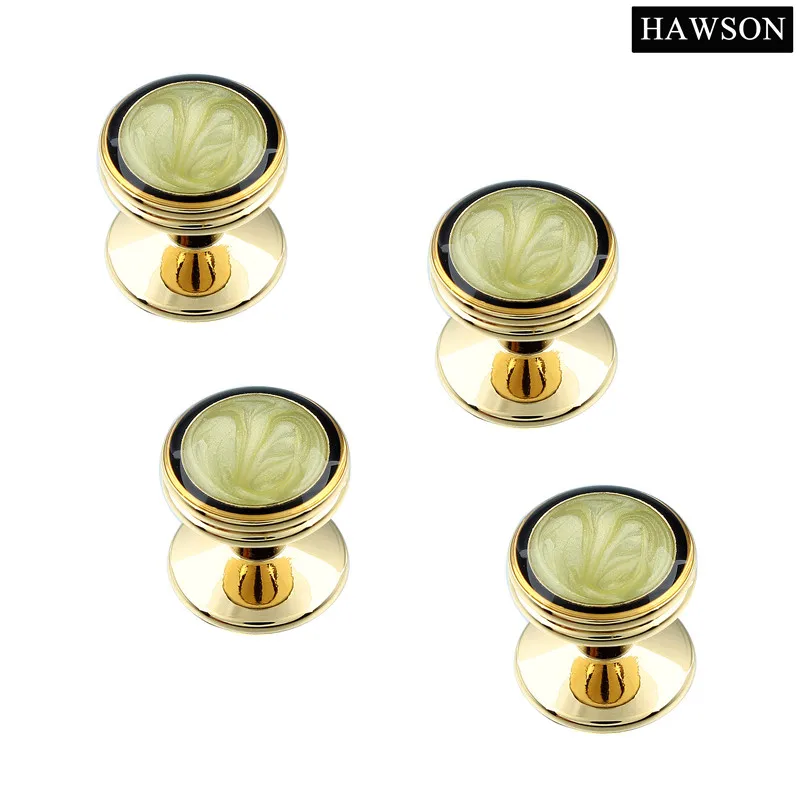 HAWSON Stone Cufflinks Sets Gold Color Cuff links and Studs for Mens Tuxedo Accessory Party Ceremony