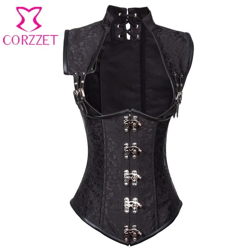 Black Sexy Cupless Corsets And Bustiers Steampunk Underbust Corset Steel Boned Waist Trainer Vest Plus Size Gothic Clothing 6XL