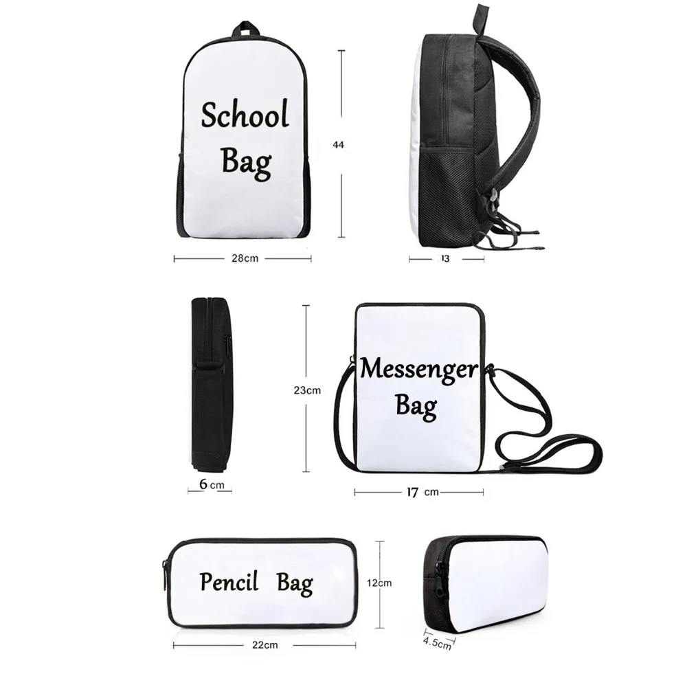 공룡 3D 소년 & 소녀 배낭 3 개/대 어린이를위한 Mochilas Schoolbag 학생 맞춤 만화 캐주얼 가방 대형 Bagpack