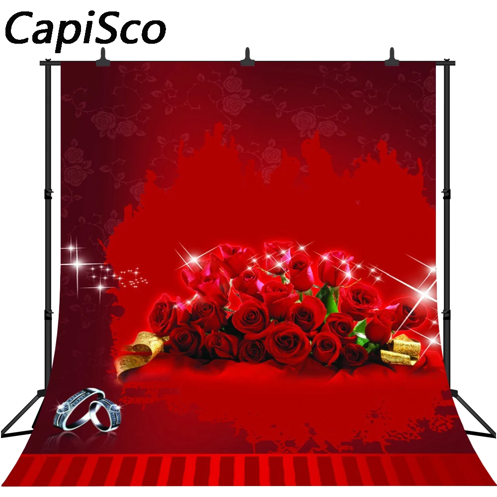 Capisco vinyl valentine's day photography background photo Beautiful Red Rose diamond ring Backdrops For Photos Studio