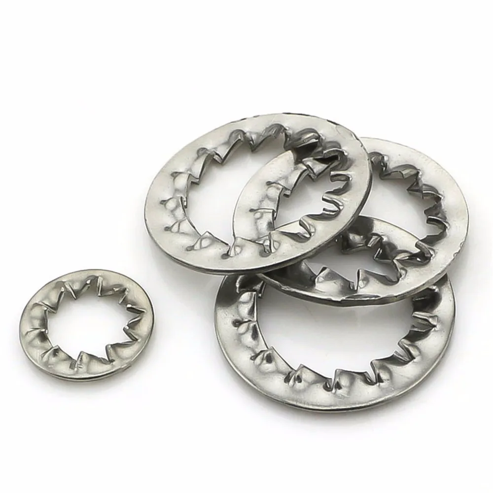 40-1000pcs M3 M4 M5 M6 M8 M16 Stainless Steel Internal Serrated Shake-proof Washer Lock Washer Internal Tooth Gasket Washers