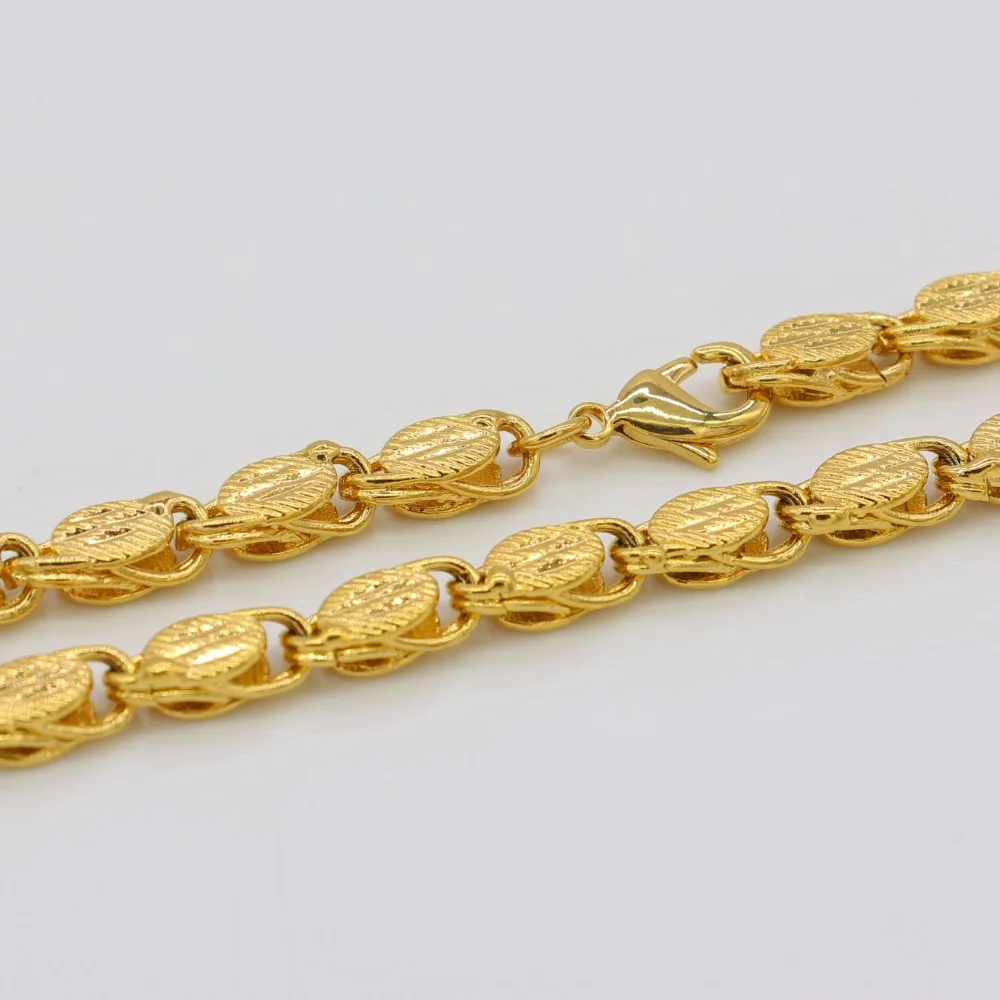 Adixyn Length 60cm Width 7mm,Ethiopian Thick Necklaces Men Women Gold Color/Copper Africa Eritrea Chunky Chain/Dubai/Arab Items