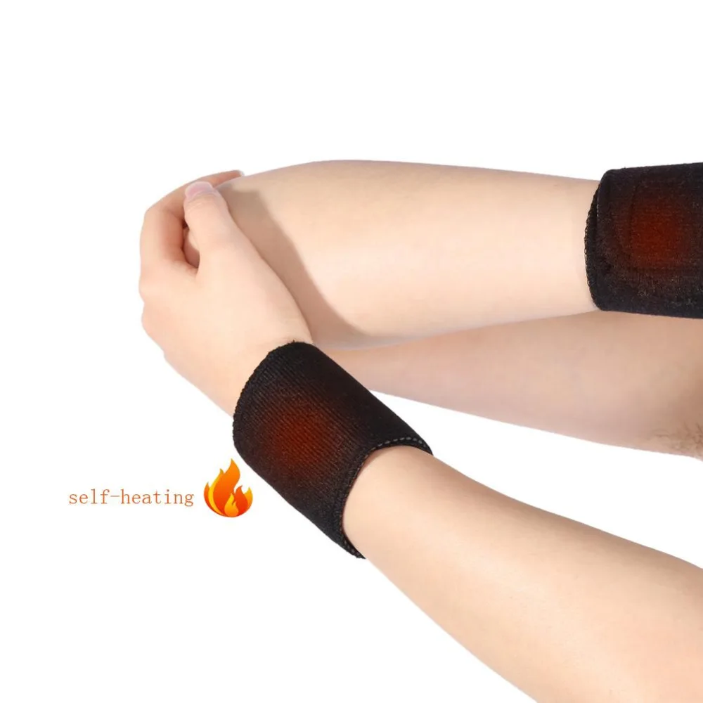 1Pair  Self Heating Magnetic Therapy Wrist Brace Sports Protection Belt Spontaneous Heating Massager Arm Warmers