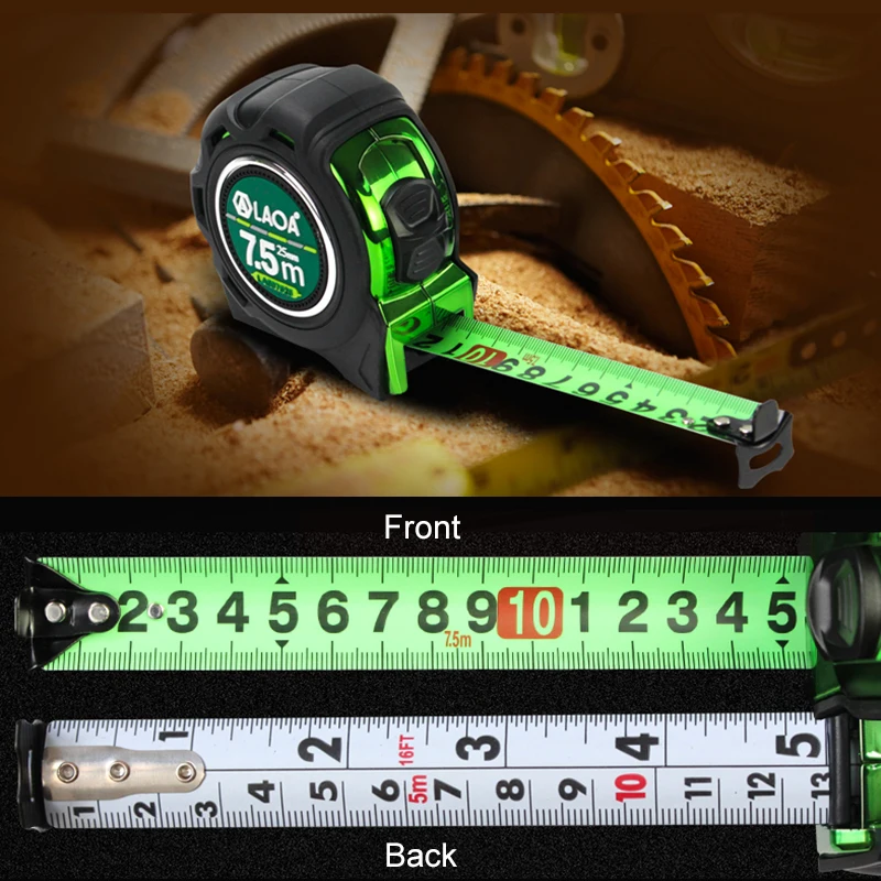 LAOA Mn Steel Tape Measure 3/5/7.5/10m Portable Roulette Double-sided Steel Tape Waterproof Distance Measuring Wood Working Tool