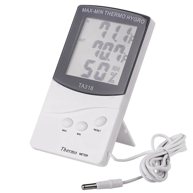 LCD Max-Min Termometro Igrometro Digitale Termoigrometro per Interni Umidità Fuori Misuratore di Temperatura Sonda Sensore Cavo Stazione Meteo
