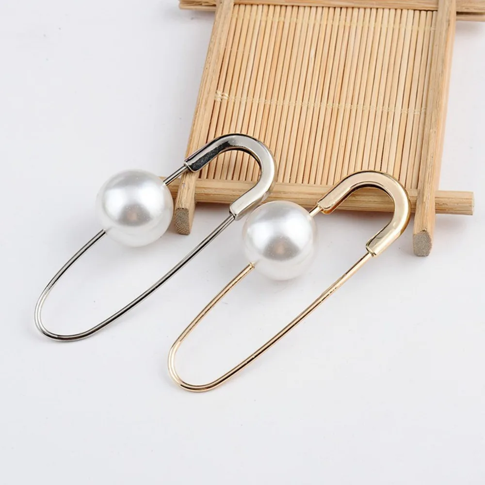 Simulated Pearl Big Pin Brooches for Women Simple Coat Accessories Women Girls Suit Pins Corsage Scarf Buckle Fashion Jewelry