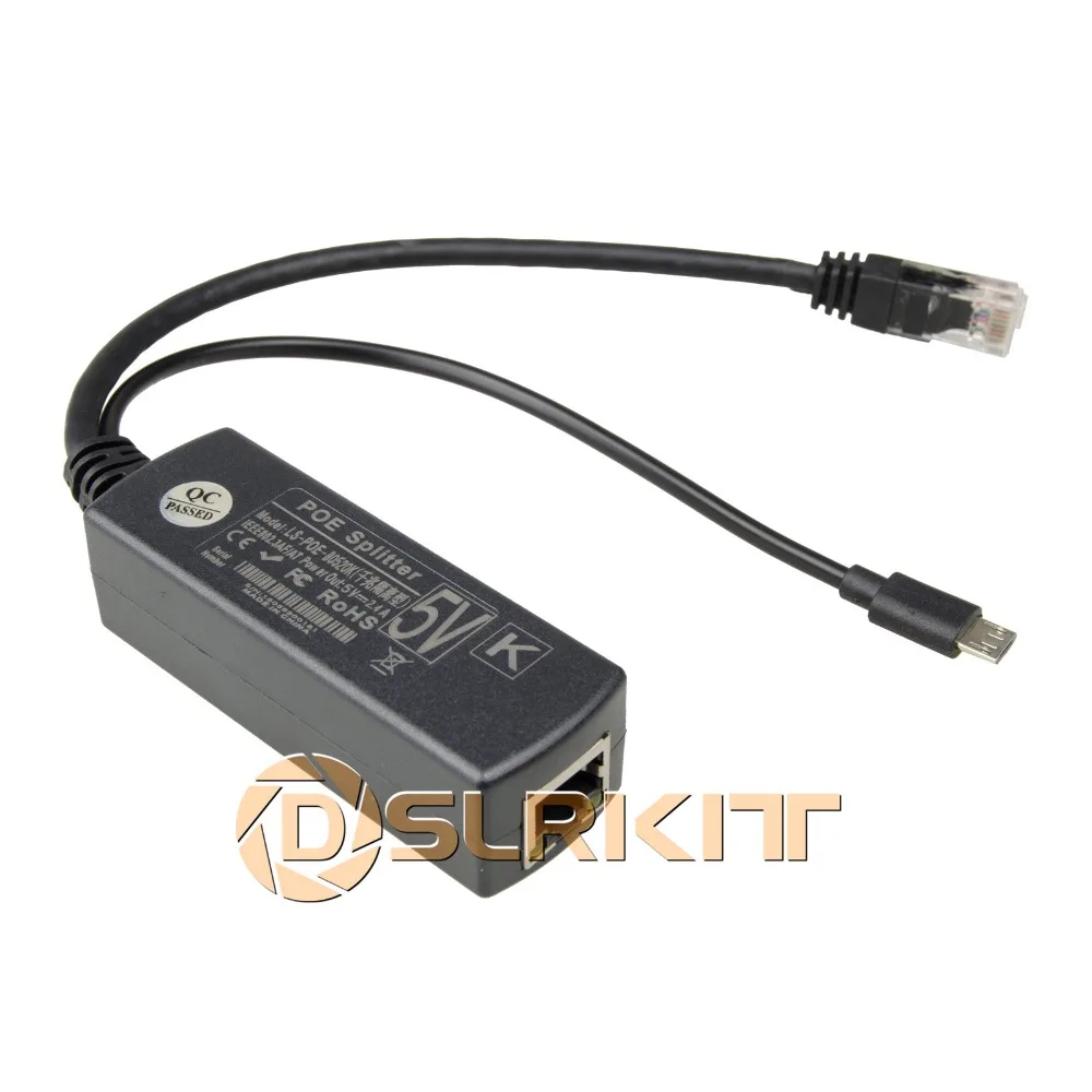 DSLRKIT Gigabit Active PoE Splitter 5V Micro USB Jetson Nano Raspberry Pi 3B+ 3B Plus