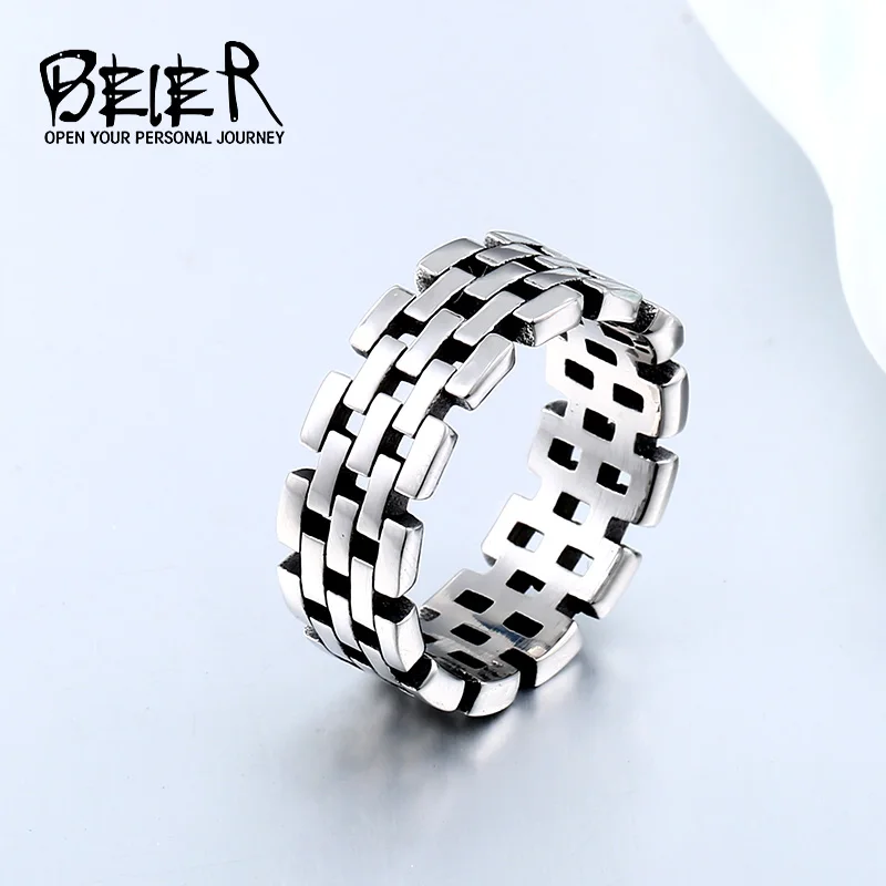 BEIER party supplies Motorcycle Link Chain Rings Punk Rock Mens Boys Ring Vintage geometry Jewelry Birthday Gifts BR8-511