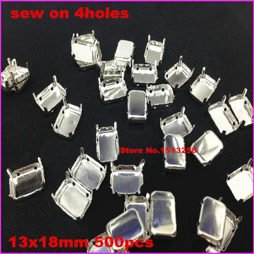 

Rectangle Octagon Shape Silver Metal Claw Setting Closed Back For Sewing on Rectangle Octagon Fancy Stone,13X18MM 500PCS