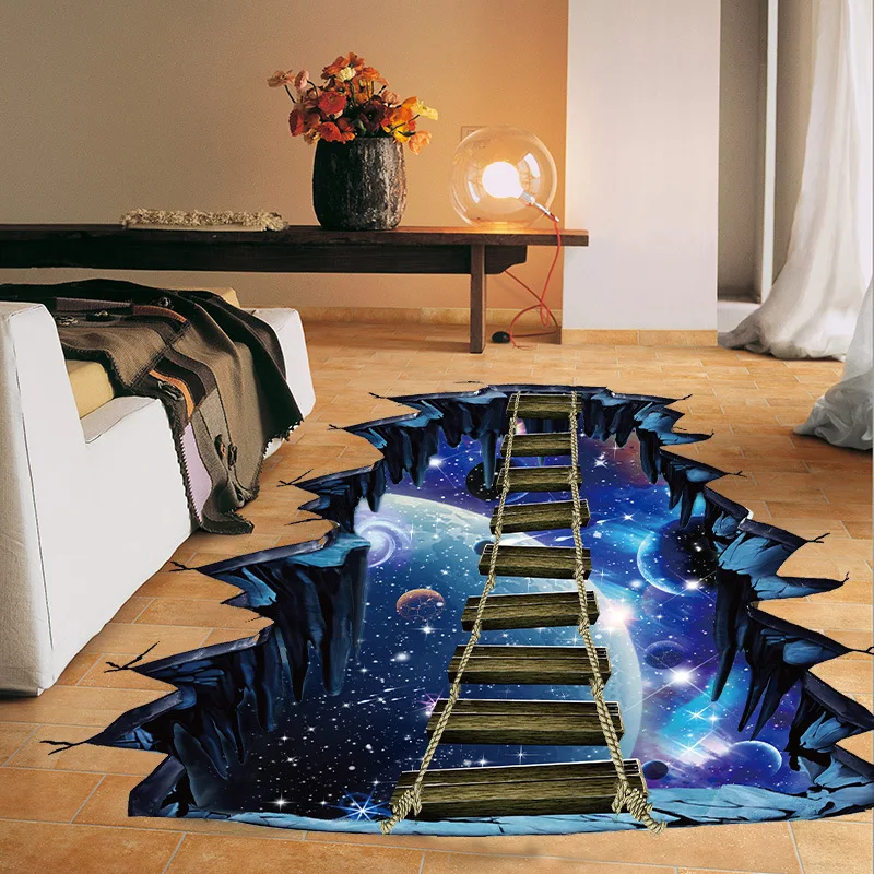 

3D Large Cosmic Space New Wall Sticker Galaxy Star Bridge Home Decoration for Kids Room Floor Living Room Wall Decals Home Decor