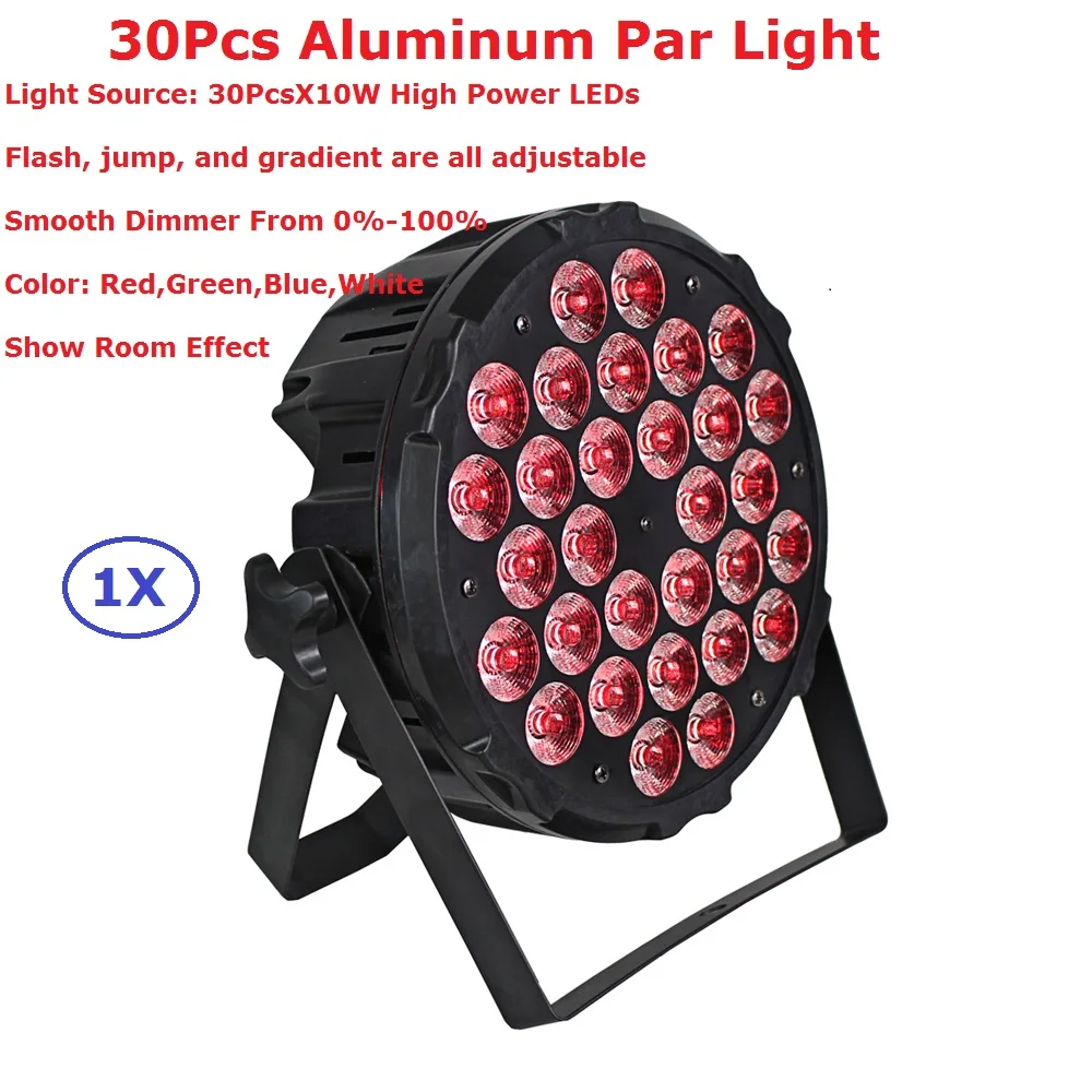 

1Pcs Aluminum Alloy LED Par Light 30X10W RGBW Quad Color LED Par Cans With 4/8 DMX Channels Stage Dj Disco Party Events Lighting