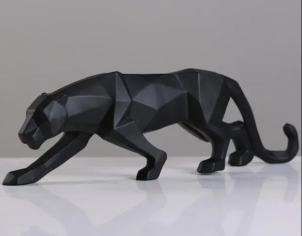 

Modern Abstract Black Panther Sculpture Geometric Resin Leopard Statue Wildlife Decor Gift Craft Ornament Accessories Furnishing