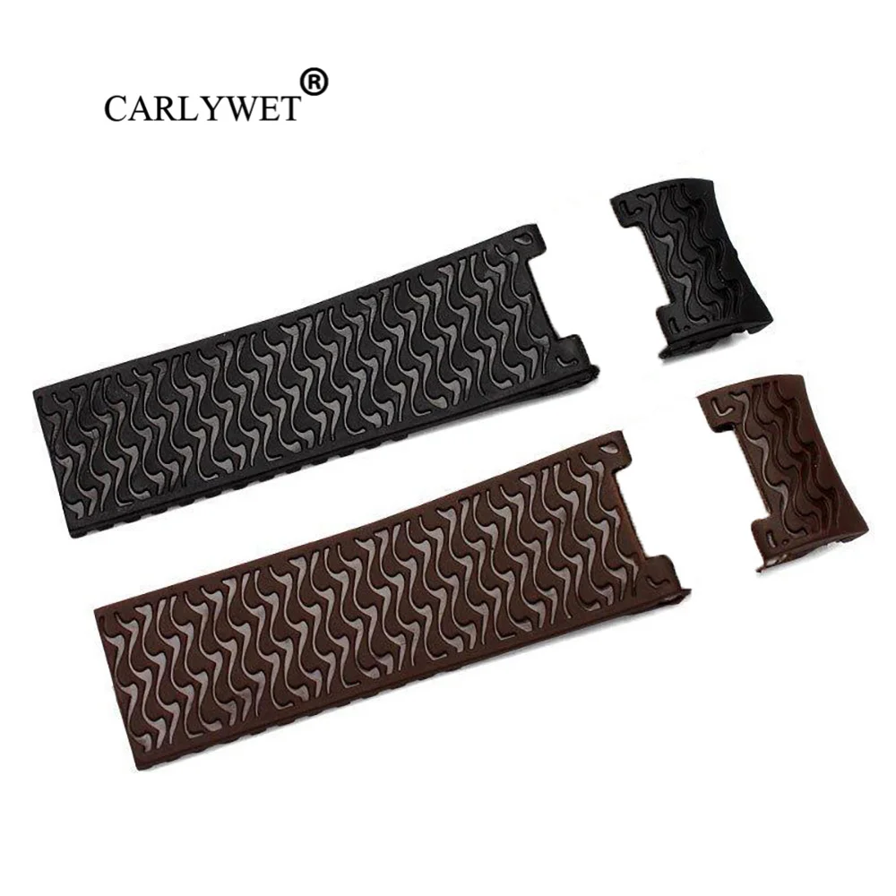 CARLYWET 22mm Wholesale Black Brown Waterproof Silicone Rubber Replacement Wrist Watch Band Strap Belt For Ulysse Nardin