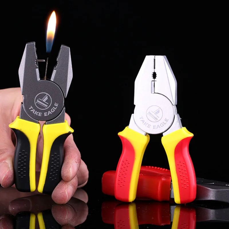 Portable Creative Pliers Lighters Cigarette Fire Mini Vice Cigar Lighters Butane Gas Ornaments Toy Match Smoker G