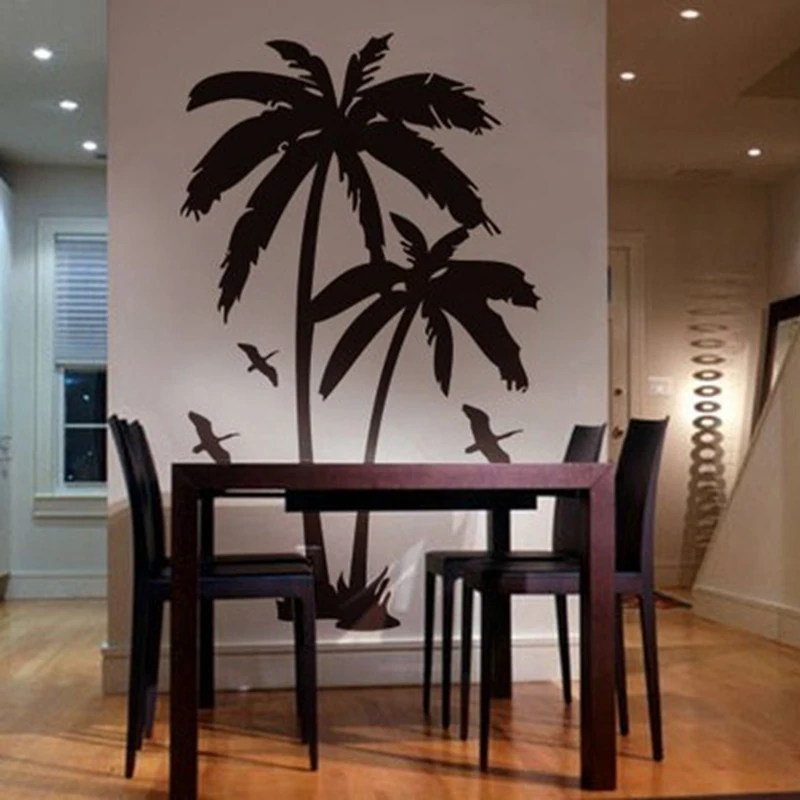 

183cm x 112cm Large Palm trees wall sticker , tall palms with birds vinyl wall art sticker for house decoration