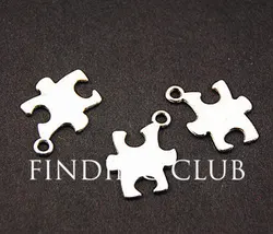 50pcs  Silver Color Puzzle Piece Jigsaw Charm DIY Metal Bracelet Necklace Jewelry Findings  18x14mm A813