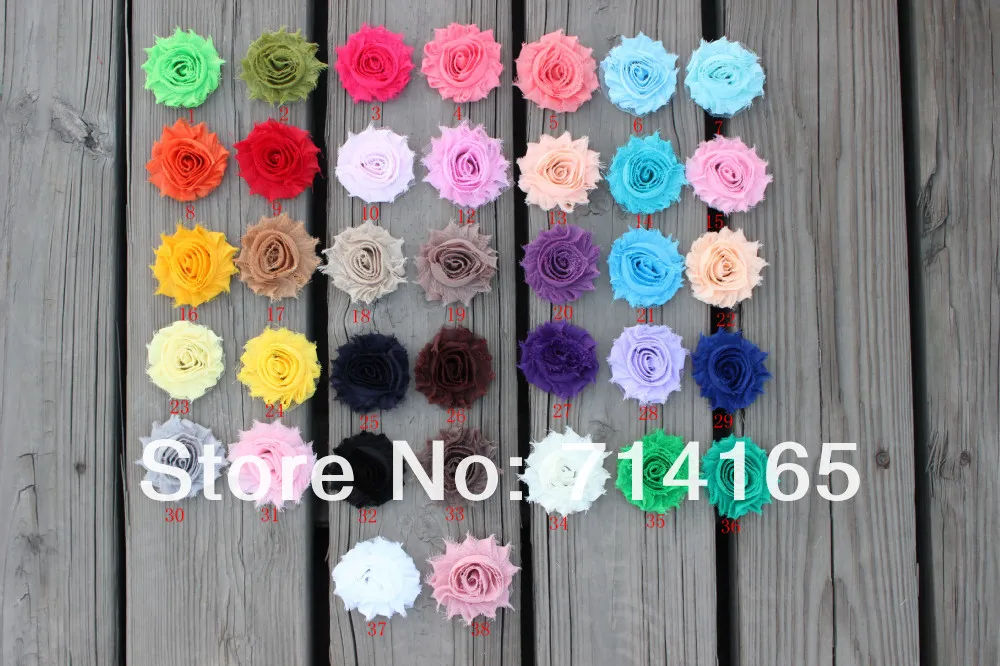 

2.5" chic shabby frayed chiffon flowers,chiffon Rosette flowers 43 solid colors 30pcs/lot