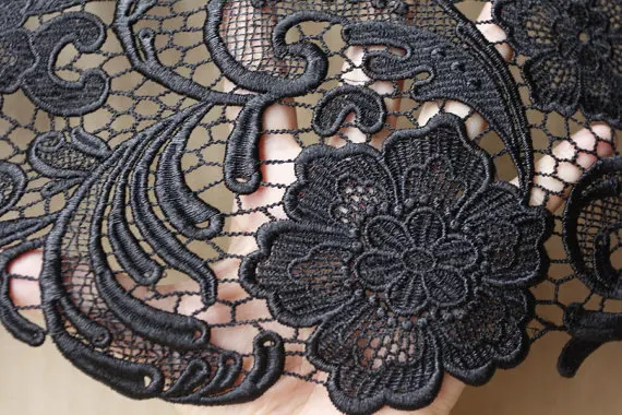 

black lace fabric, crocheted lace fabric 4yards