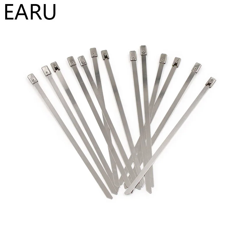 10PCS STAINLESS STEEL METAL CABLE TIES TIE ZIP Wire Management WRAP EXHAUST HEAT STRAPS INDUCTION PIPE Fastener Hook Loop