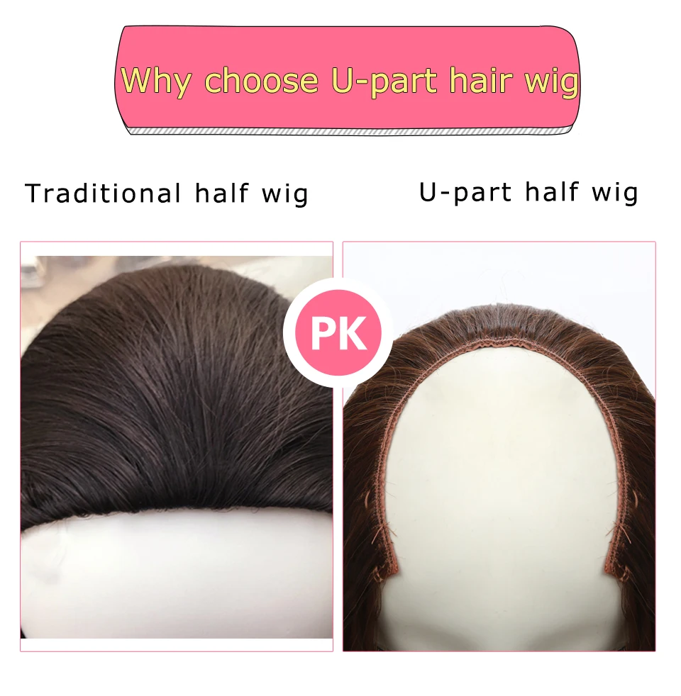Elegante Premium-Synthetik-U-Teil-Perücke, halb nach oben, halber Unten und Kopf, 3/4 Clip in lockigen, schwarzen, blonden, dunkelbraunen Haarverlängerungen, 76,2 cm – Detail 4