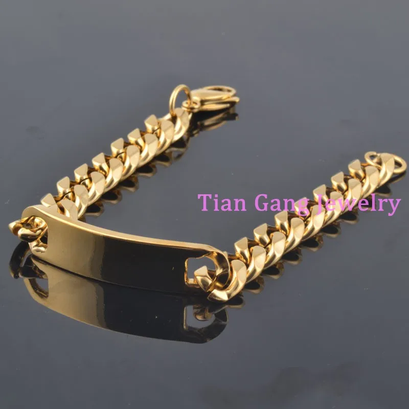 8/10/15mm 316L Stainless Steel Silver Color/ Gold Color Curb ID Chain Bracelet Fashion Men\'s Jewelry 8.66\