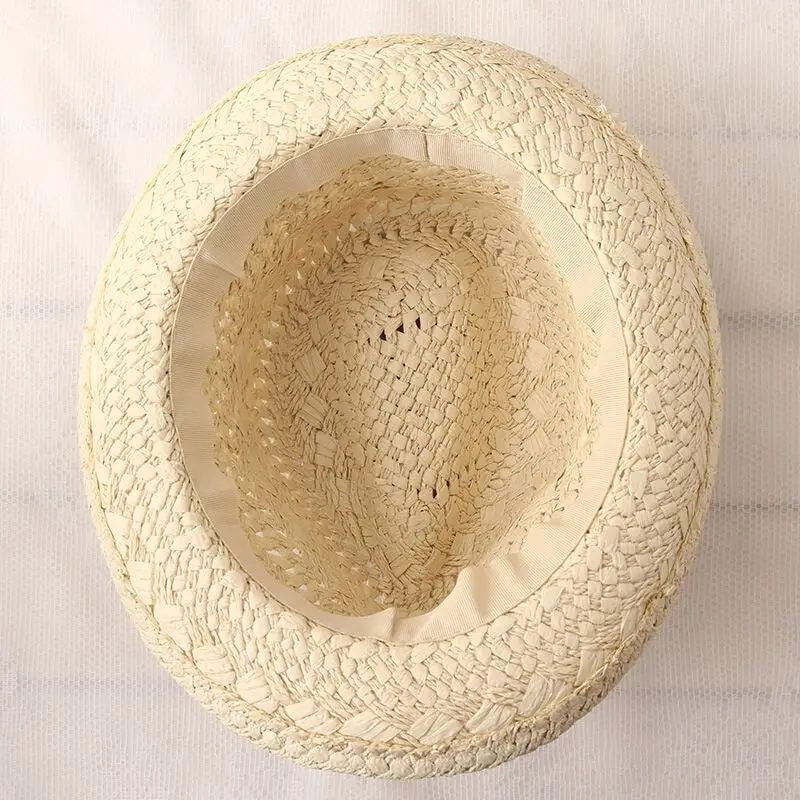 2018 new Fashion Handwork Women Summer Raffia straw Sun hat Boho Beach Fedora hat Sunhat Trilby Men Panama Hat Gangster Cap