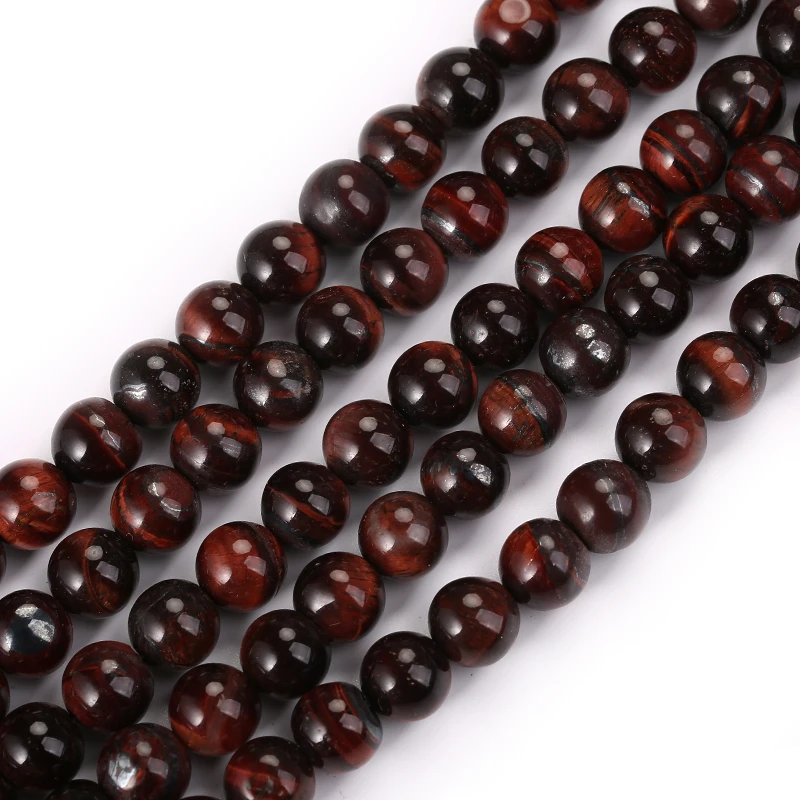 Factory Price Natural Stone Red Tiger Eye  Round Loose Beads 15