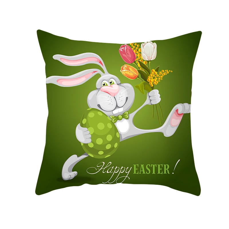 RULDGEE 1PC Easter Rabbit Print Pillow Case Polyester Sofa Car Cushion Cover Home Decor Pillow Cover Pillowcases