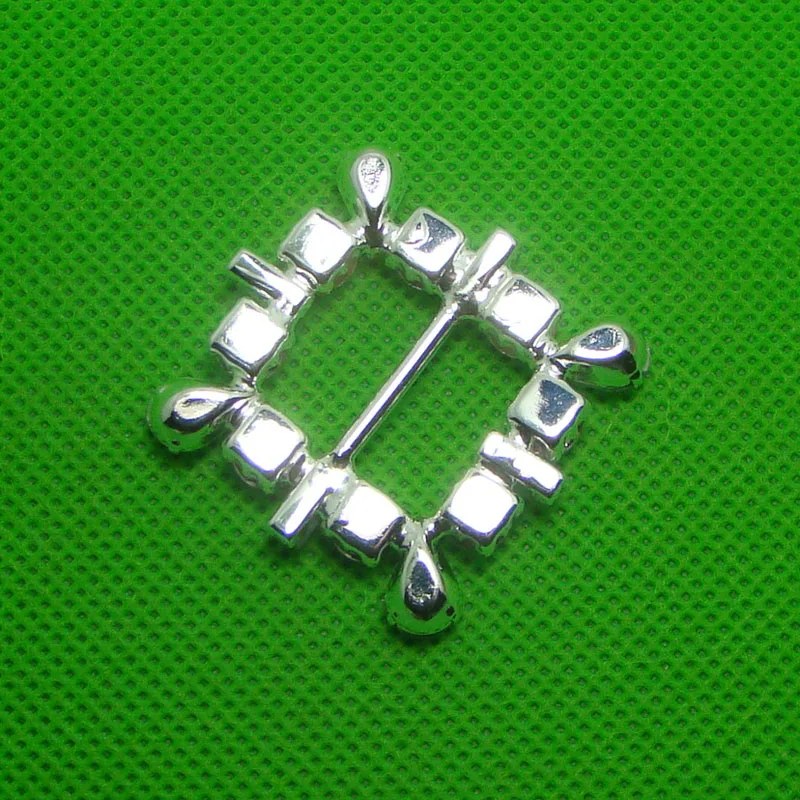 New 17mm bar silver crystals Fancy Square Buckle bags garments shoes fabric wedding gift ornament accessory 12pcsx