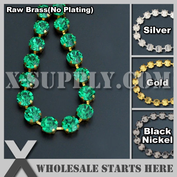 

SS45 10mm Handmade Round Rhinestone Cup Chain for Jewelry,DIY,Emerald Rhinestones