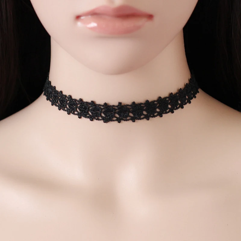 Poputton Collar Velvet Chokers Necklaces for Women Jewerly Punk Gothic Black Lace Tattoo Choker Necklace Collier Femme 2023