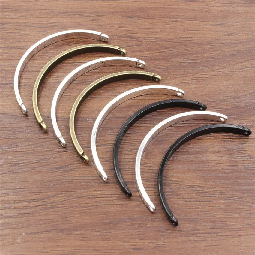 Onebeading  Antique Silver Bronze Silver Plated Tube Bending Sticks Connector For Bangle Bracelet Making Approx 3.5*46mm 10pcs