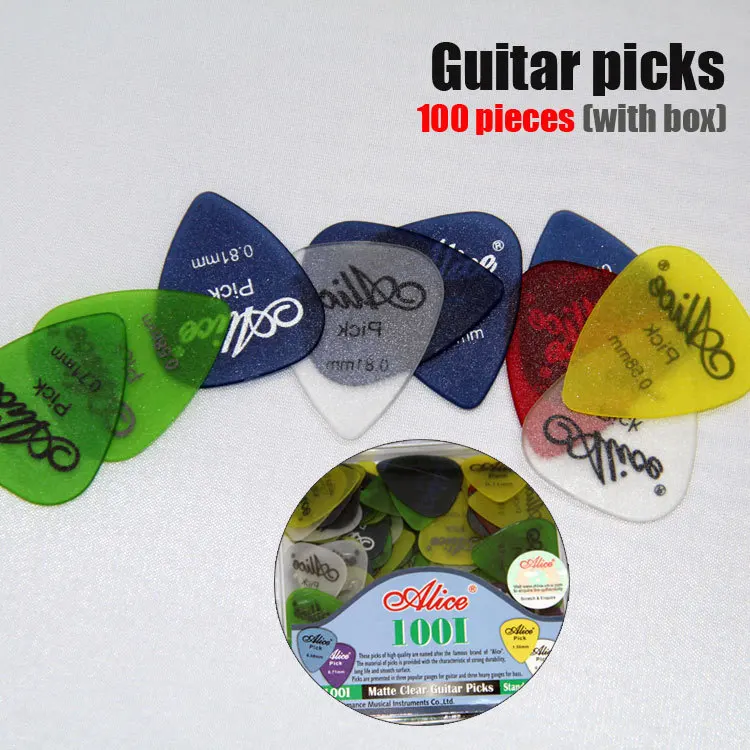 Alice 100pcs Matte Clear Guitar Picks Plectrum 0.58mm 0.71mm 0.81mm Mixed Standard Size palheta