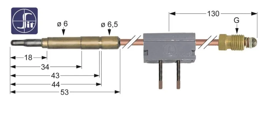 SITZEN Thermoelement mit Unterbrecher Lange 320mm pelz Backofen Gas