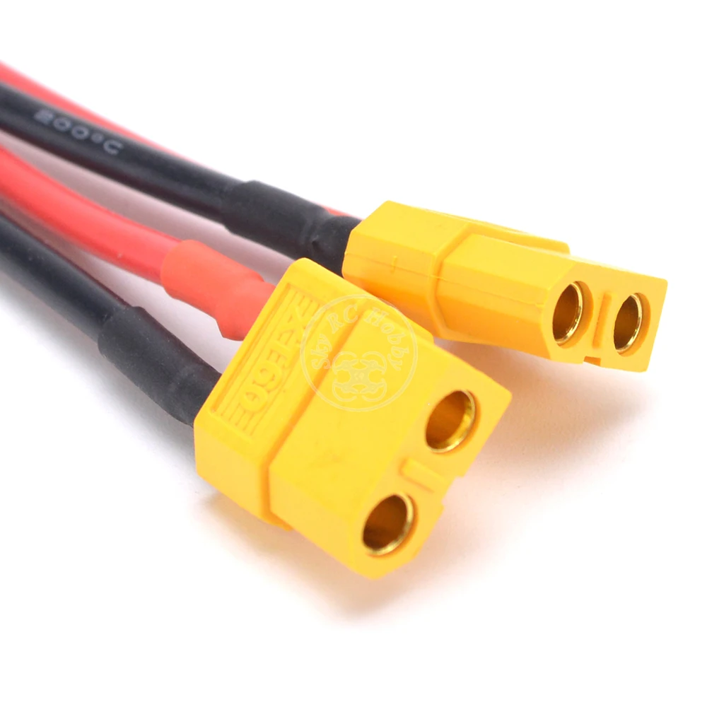 XT60 Male to Dual Female Parallel Connector Y Splitter Cable Wire 14AWG 1 Male to 2 Female for RC Lipo Battery