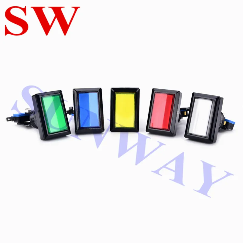 Interruptor de botón reatangle con luz indicadora, pulsador LED iluminado para Arcade, 50x33mm, 10 unids/lote