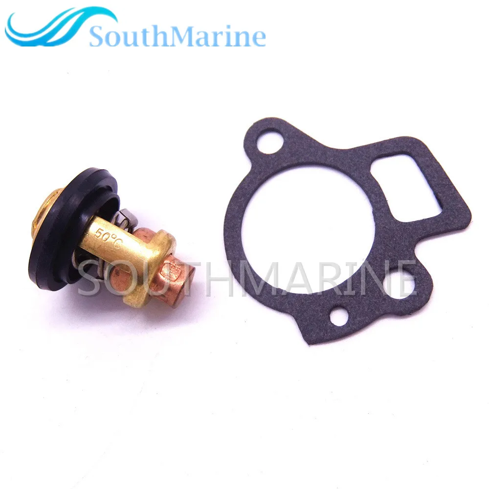 Boat Engine 6H3-12411-00 6H3-12411-10 Thermostat and 62Y-12414-00 6H3-12414-A1 Gasket for Yamaha 2-Stroke 50G 60F 70B 50 60 70HP